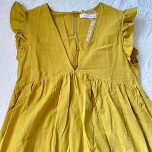 Mustard Seed Golden Yellow Romper Mini Dress.